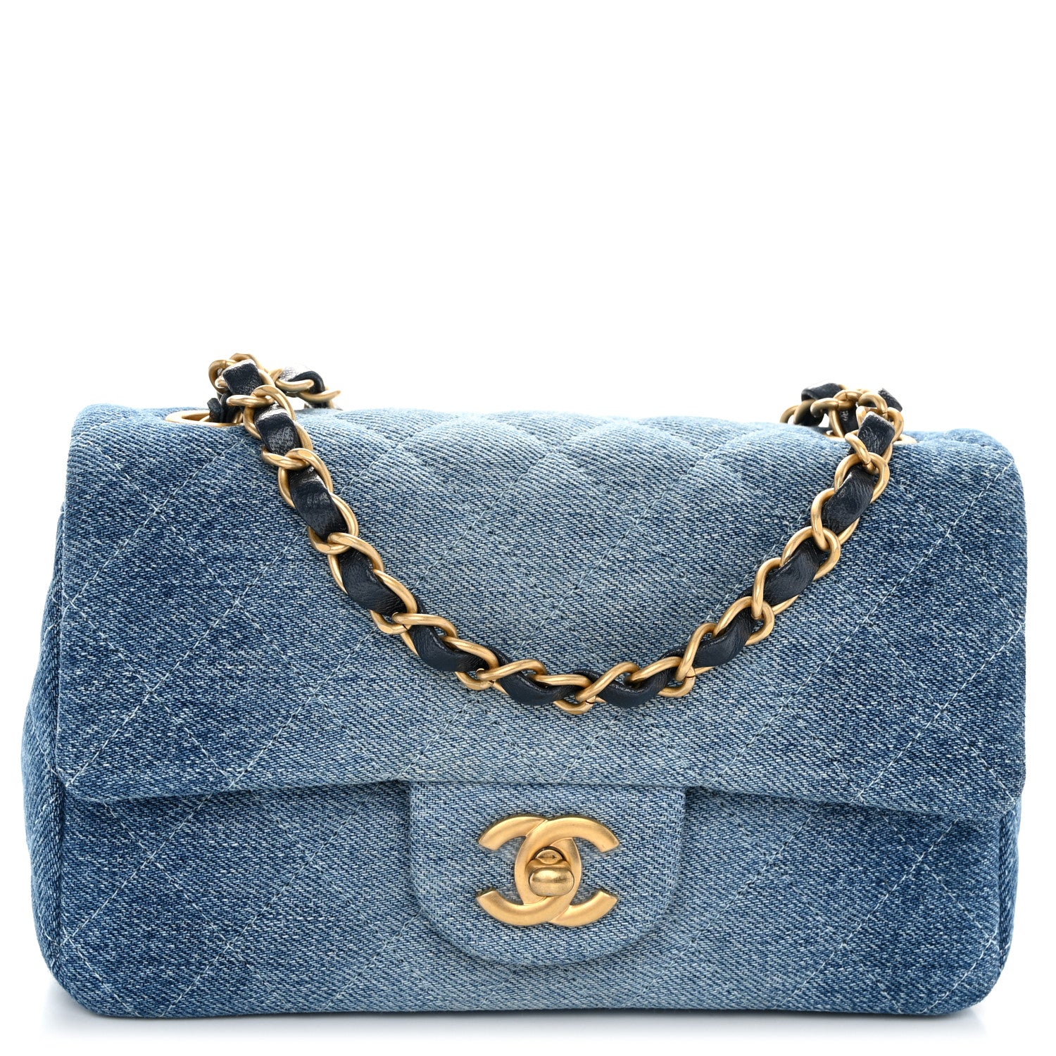 Chanel Washed Denim Quilted Mini Rectangular Flap Blue 1 of 10