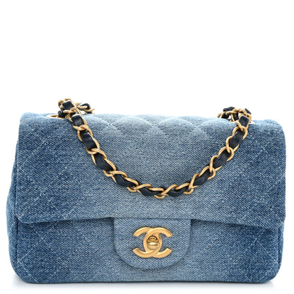 Chanel Washed Denim Quilted Mini Rectangular Flap Blue 1 of 10