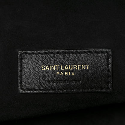 Saint Laurent Calfskin Crocodile Embossed Paris VII Large Flat Hobo Fondente 7 of 11