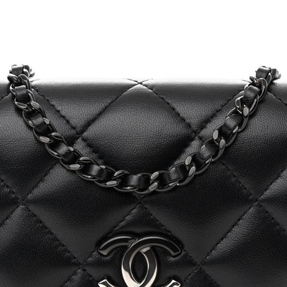 Chanel Lambskin Quilted CC Clutch on Chain WOC Black 10 of 12