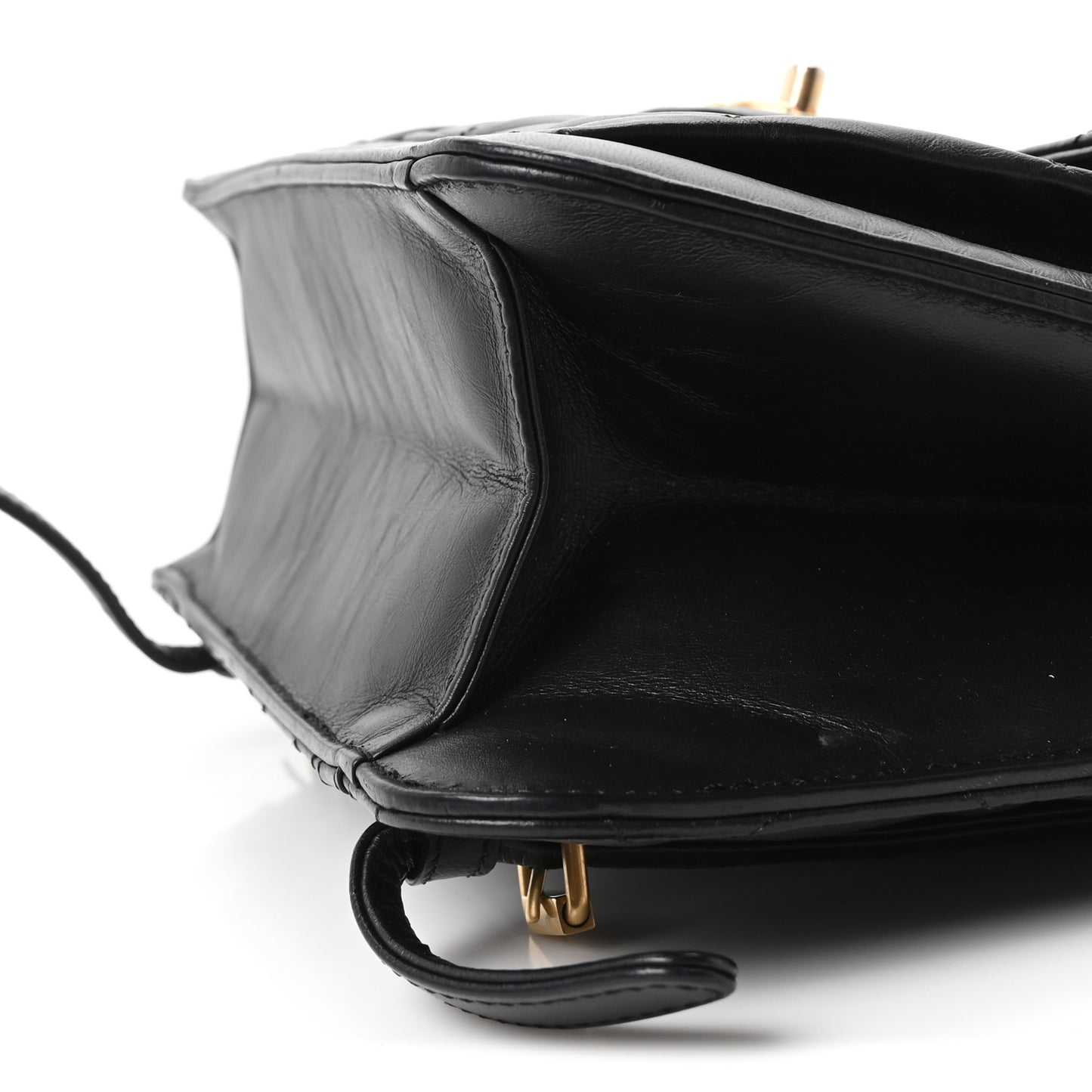 Aged Calfskin Quilted Double You Backpack Black