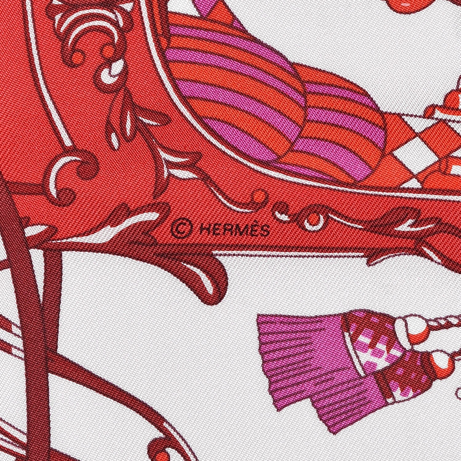 Hermes Silk Coupe De Gala Pocket Square Rose Pale Rouge Fuchsia 4 of 6