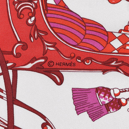 Hermes Silk Coupe De Gala Pocket Square Rose Pale Rouge Fuchsia 4 of 6
