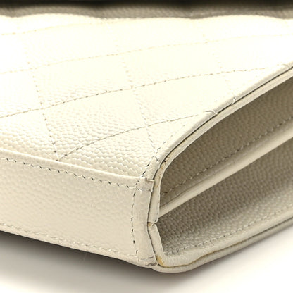 Saint Laurent Grain De Poudre Mixed Matelasse Triquilt Monogram Chain Wallet Blanc Vintage 8 of 9