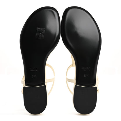 Gucci Sierra Calfskin Signoria Thong Sandals 38.5 New Ivoire 6 of 9