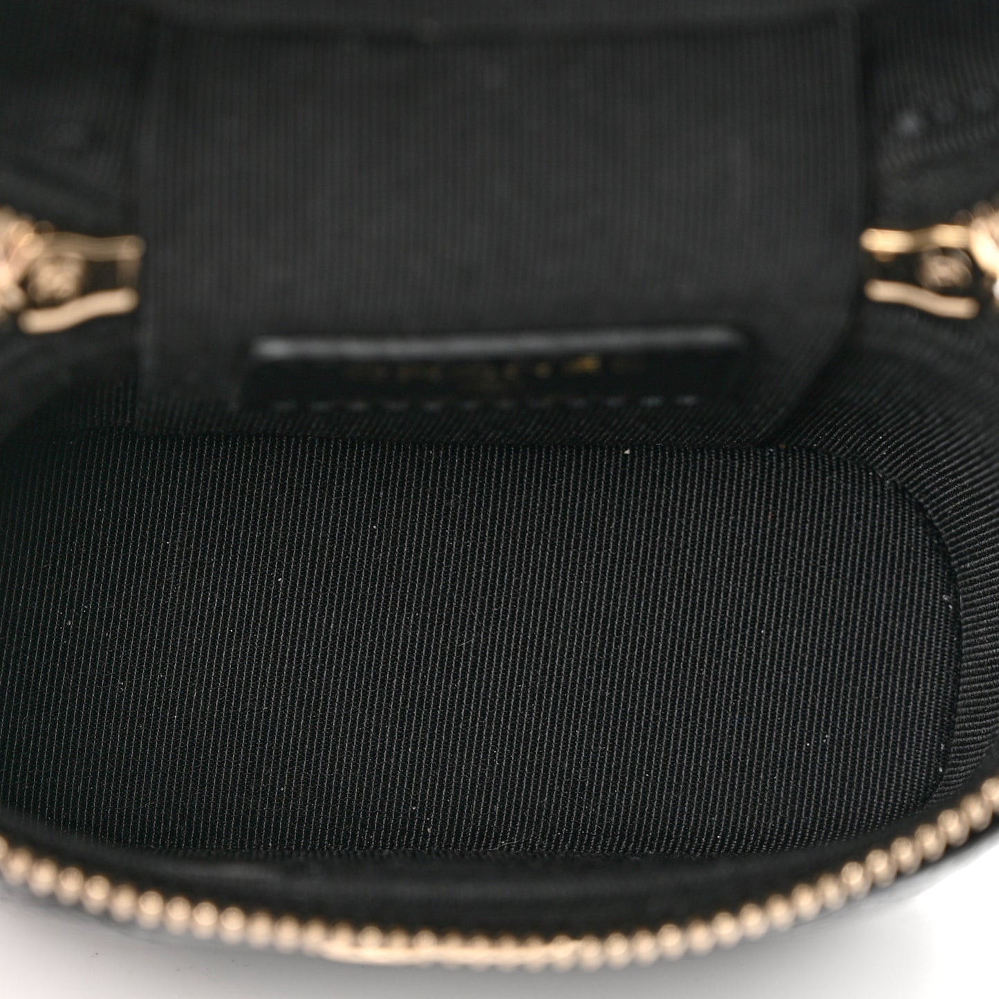 Caviar Quilted Small Handle With Care Vanity Case With Chain Black