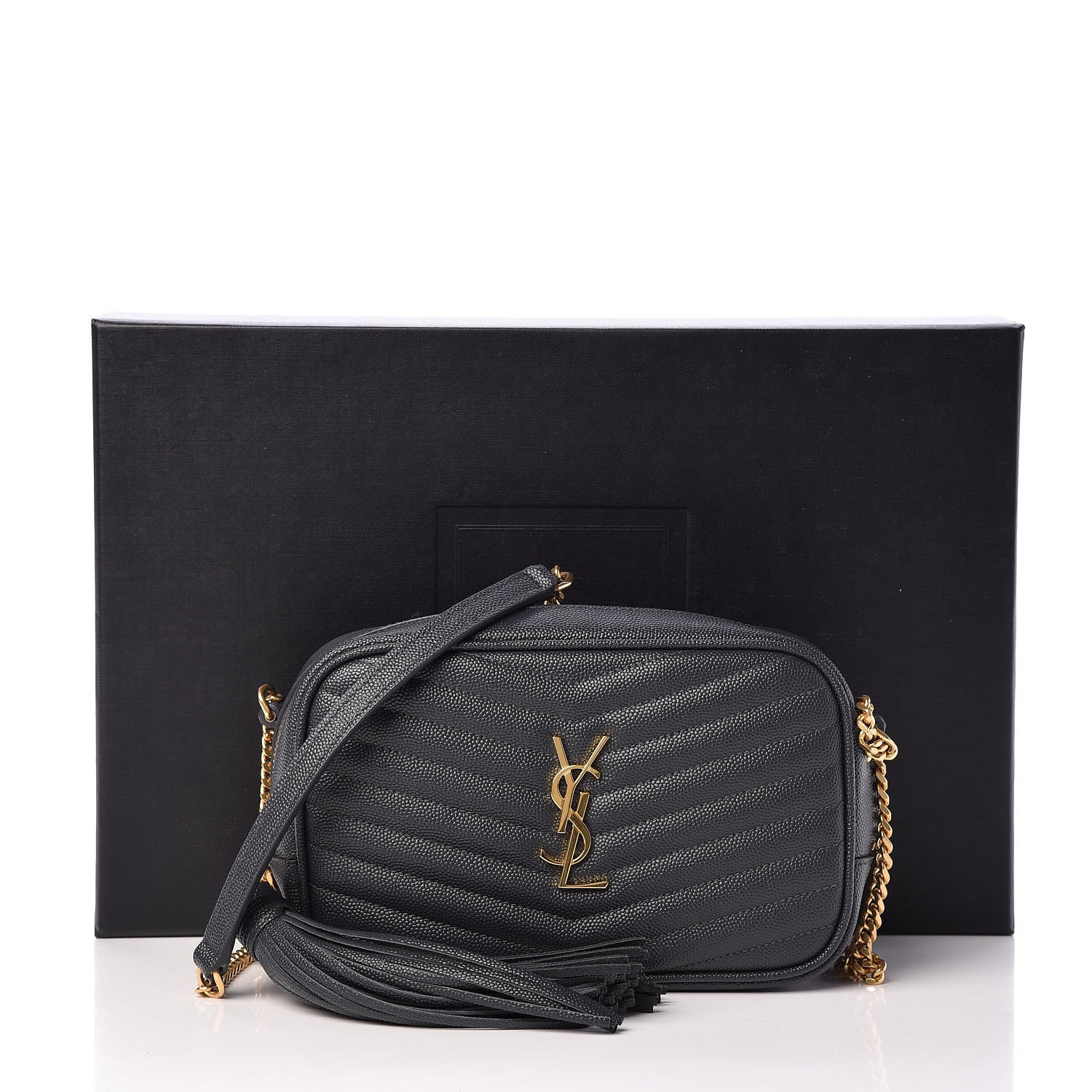 Saint Laurent Grain De Poudre Matelasse Monogram Mini Lou Camera Bag Dark Smog 11 of 11