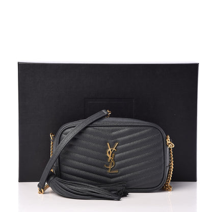 Saint Laurent Grain De Poudre Matelasse Monogram Mini Lou Camera Bag Dark Smog 11 of 11