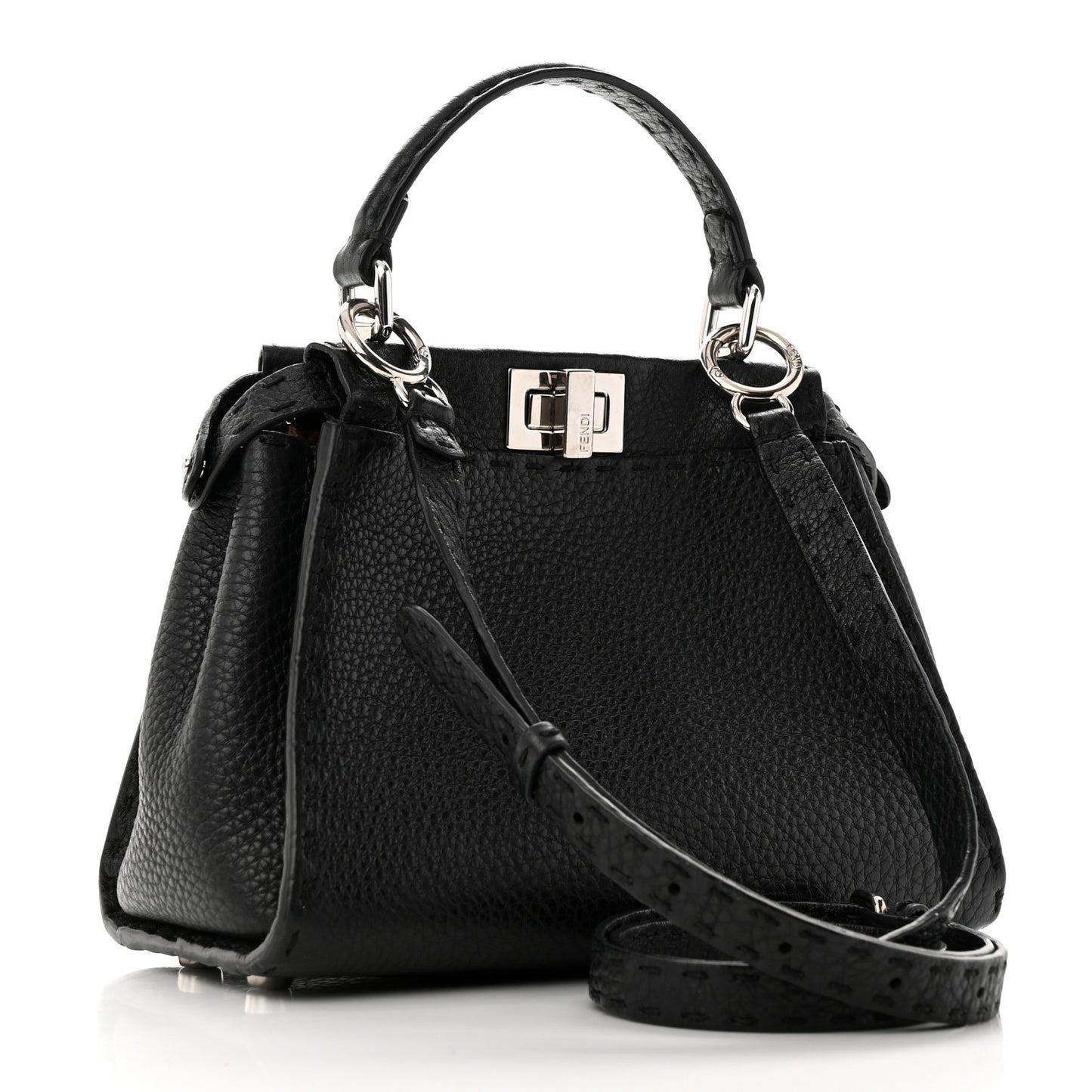 Cuoio Romano Selleria Bi-Color Mini Peekaboo Iconic Satchel Black Mou