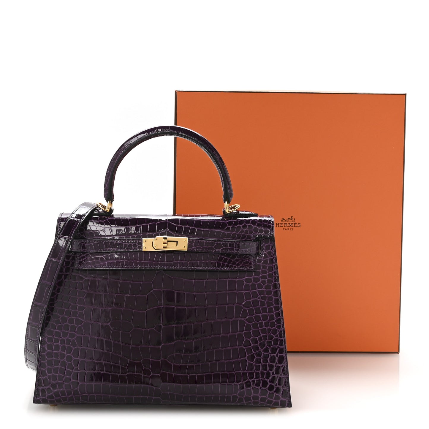 Shiny Porosus Crocodile Kelly Sellier 25 Amethyst