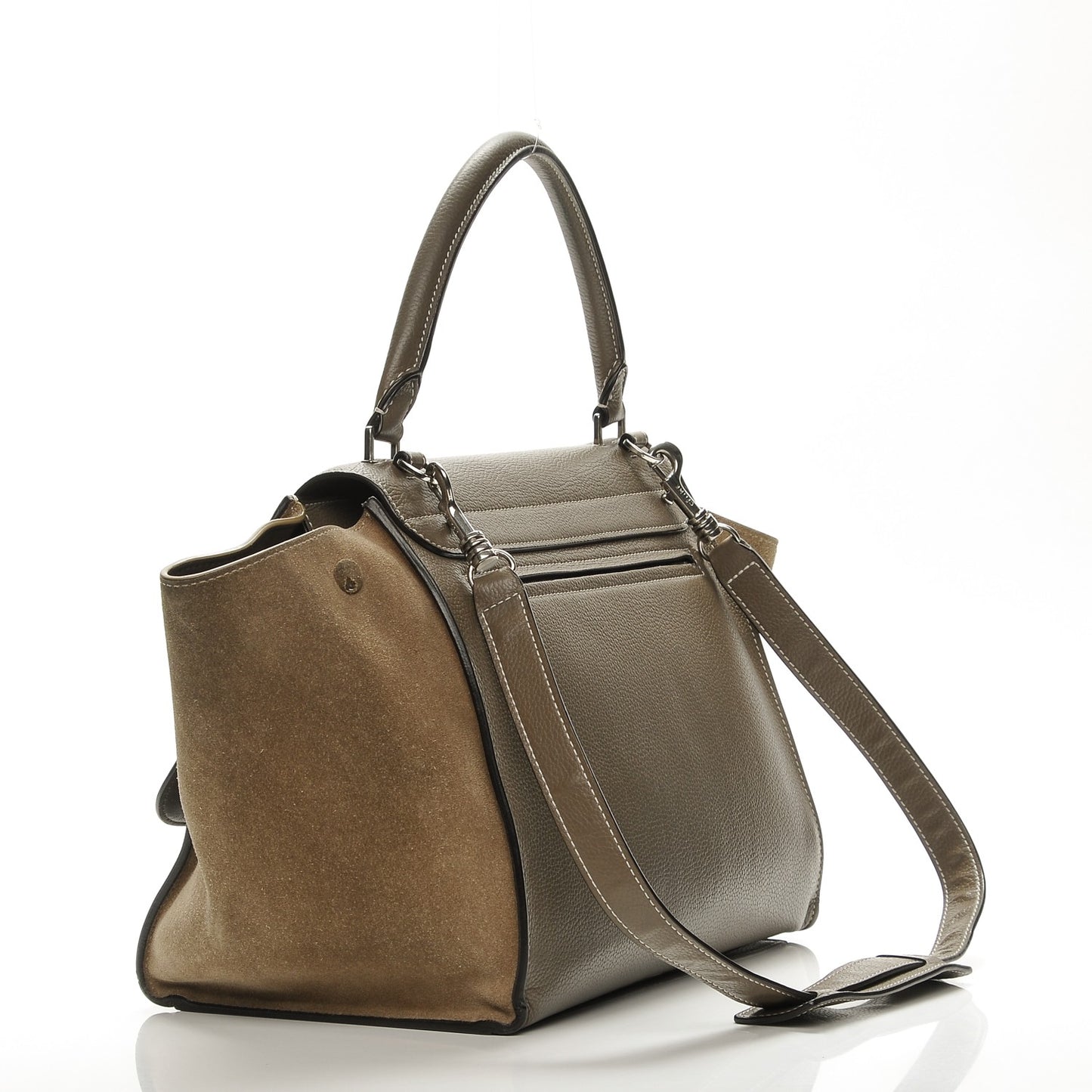 Drummed Calfskin Suede Medium Trapeze Souris