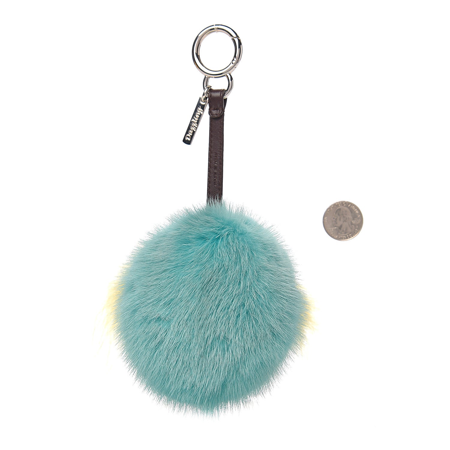 Fendi Shiny Nappa Mink Fox Fur Crystal QuTweet Dazzling Bag Bug Charm Bordeaux Seashell Multicolor 2 of 3