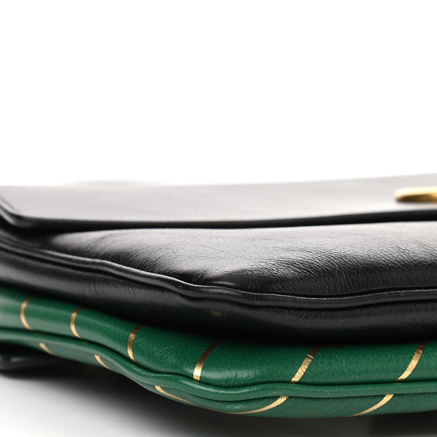 Gucci Calfskin Diagonal GG Medium Thiara Double Envelope Shoulder Bag Emerald Green Black 11 of 13