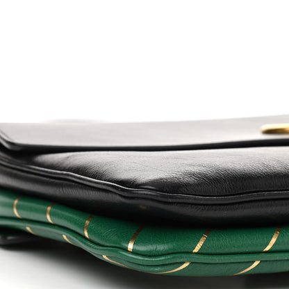 Gucci Calfskin Diagonal GG Medium Thiara Double Envelope Shoulder Bag Emerald Green Black 11 of 13