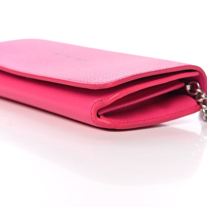 Balenciaga Grained Calfskin Logo Cash Continental Wallet on Chain Acid Pink Black 7 of 8