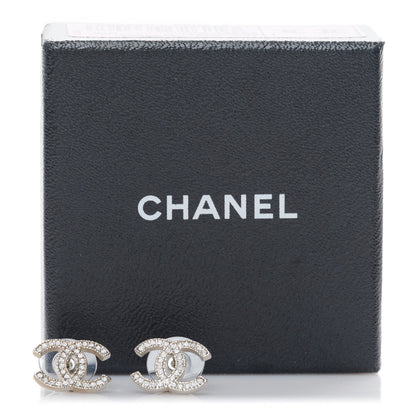 Chanel Crystal CC Earrings Silver 5 of 5
