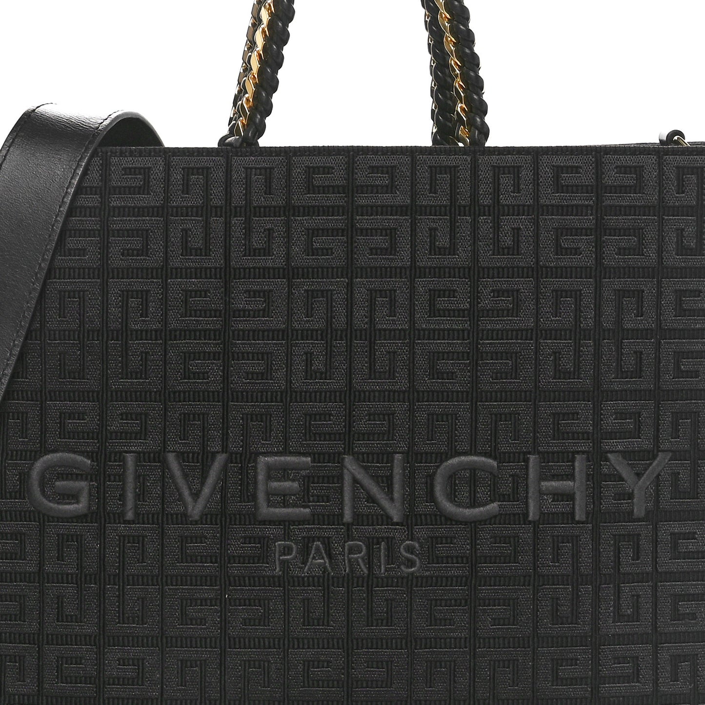 Canvas Jacquard 4G Medium Chain Tote Black