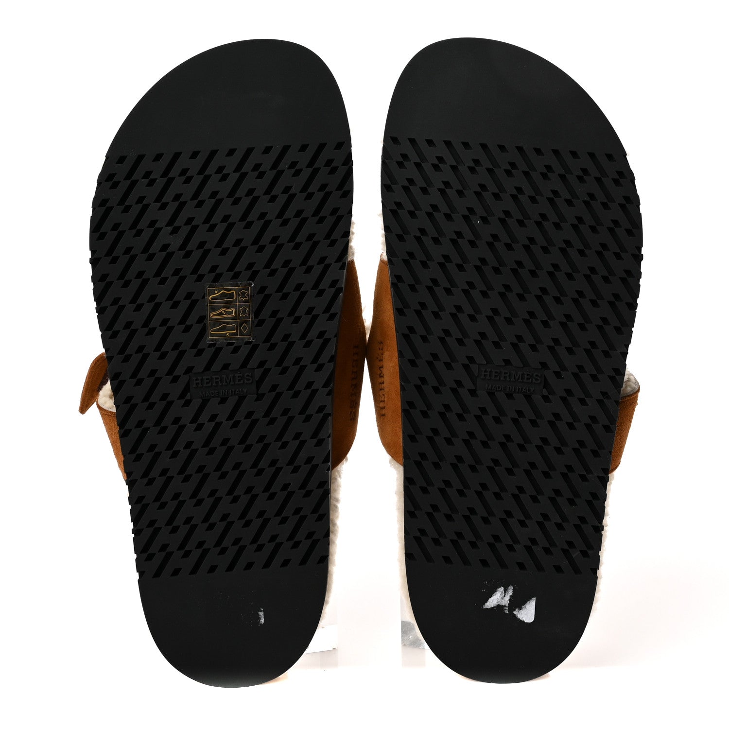 Hermes Suede Goatskin Woolskin Womens Chypre Sandals 39 Brun Fume Ecru 5 of 8