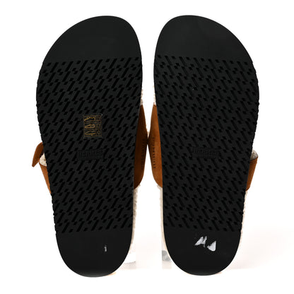 Hermes Suede Goatskin Woolskin Womens Chypre Sandals 39 Brun Fume Ecru 5 of 8