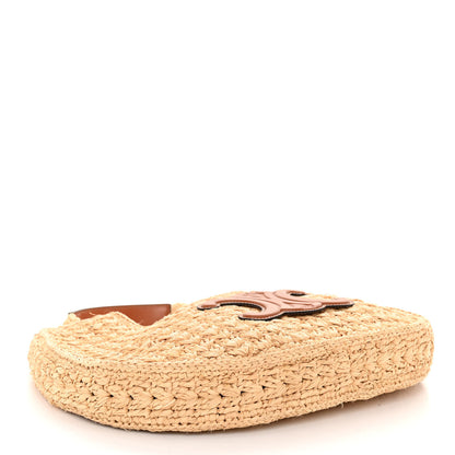 Celine Raffia Calfskin Triomphe Panier Hobo Bag Natural Tan 4 of 9