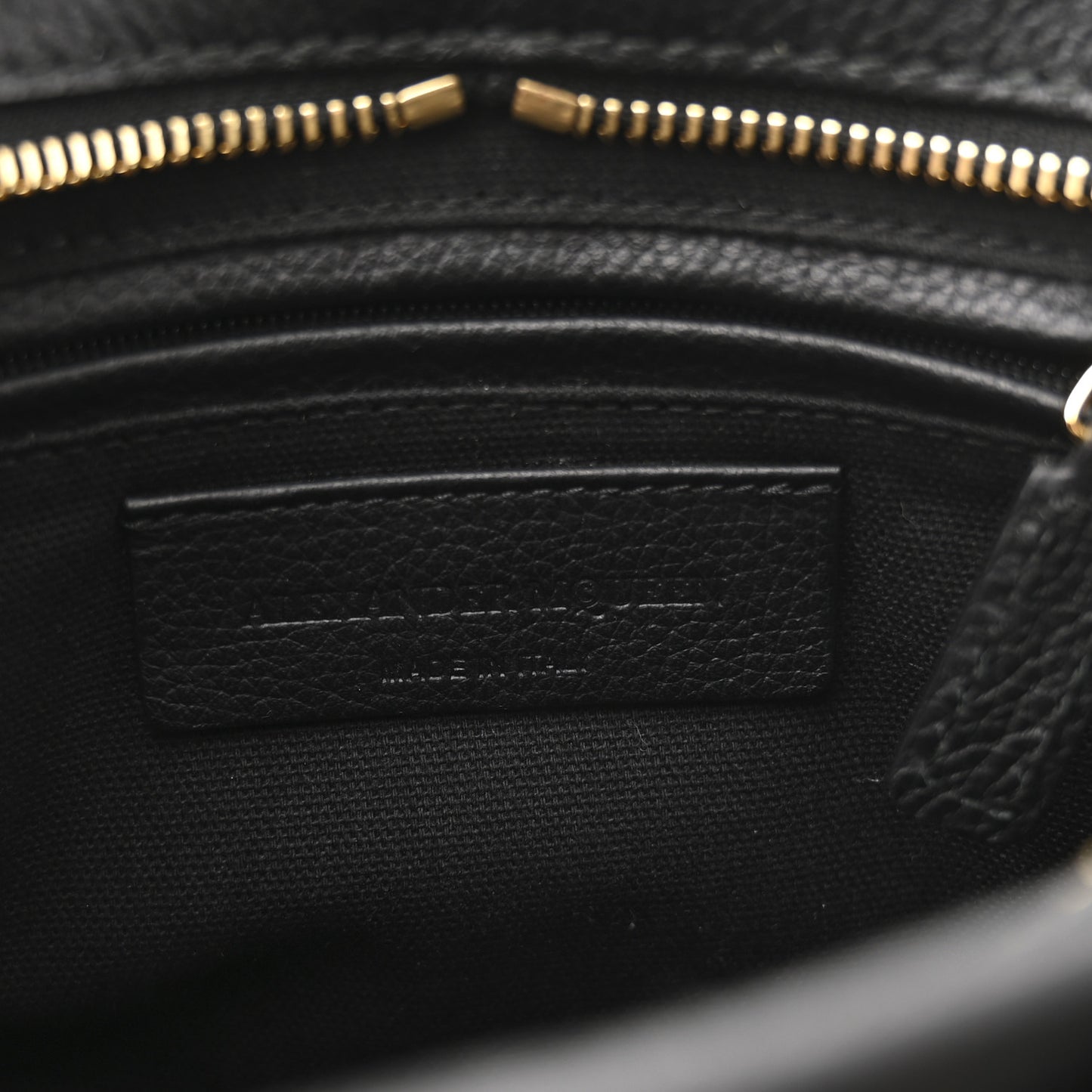 Pebbled Calfskin Mini Skull Padlock Zip Around Tote Black