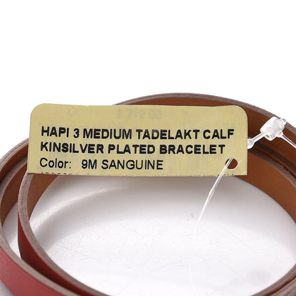 Hermes Tadelakt Hapi 3MM Triple Tour Wrap Bracelet M Sanguine 8 of 9