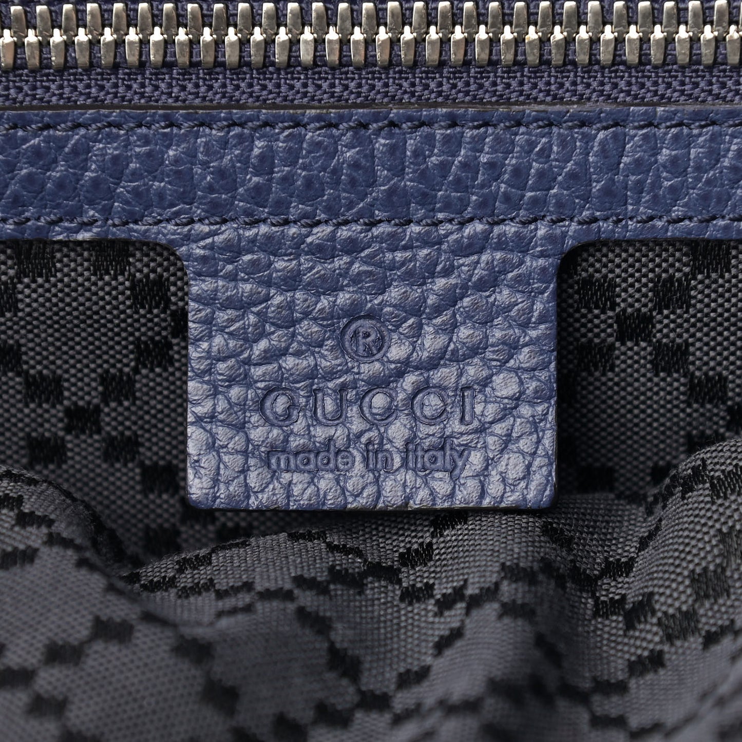 Pebbled Calfskin Chain Backpack Blue