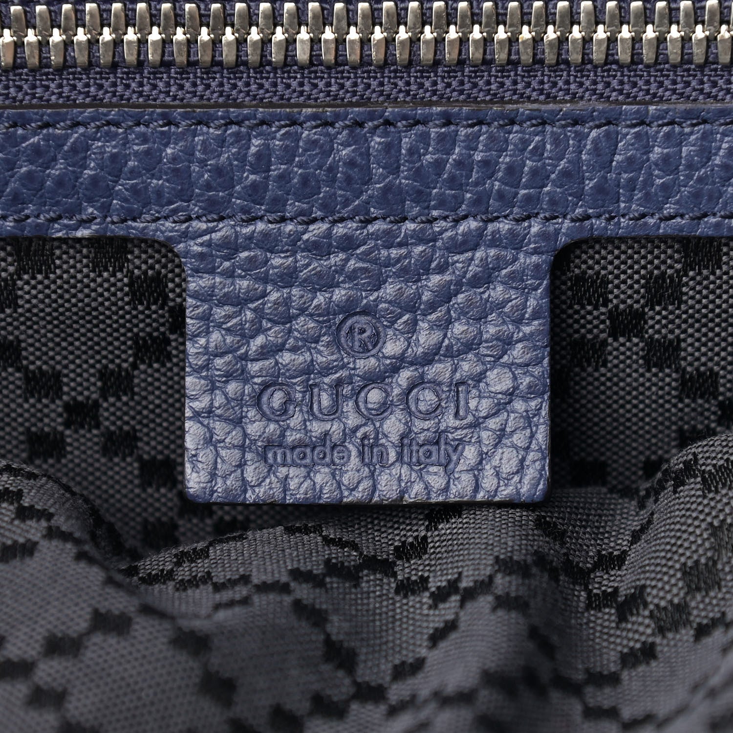 Gucci Pebbled Calfskin Chain Backpack Blue 5 of 11