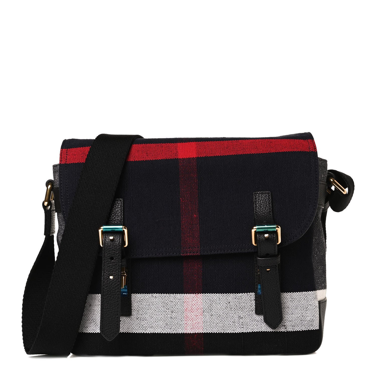 Burberry Canvas Mega Check Small Baildon Messenger Bag Navy 1 of 10