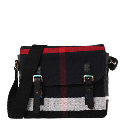 Burberry Canvas Mega Check Small Baildon Messenger Bag Navy 1 of 10
