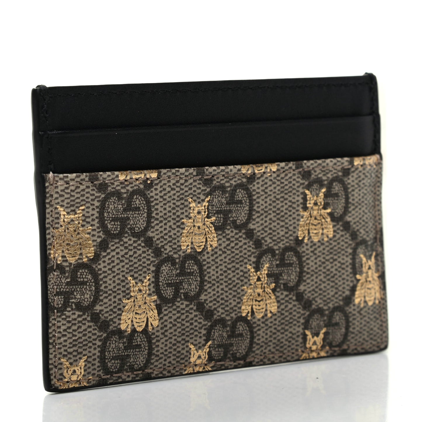GG Supreme Monogram Bees Card Holder Black