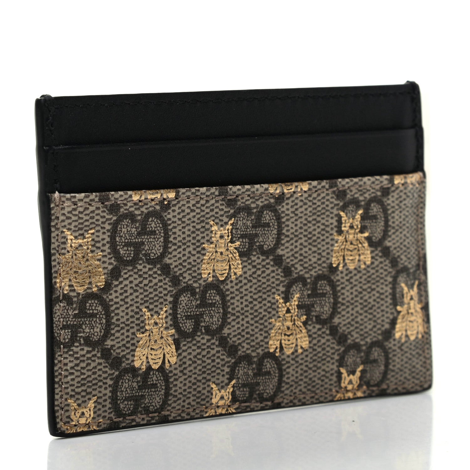 Gucci GG Supreme Monogram Bees Card Holder Black 3 of 7