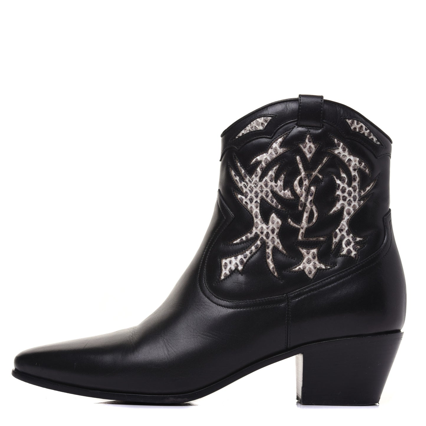 Calfskin Rock 40 Cowboy Ankle Boots 37 Black