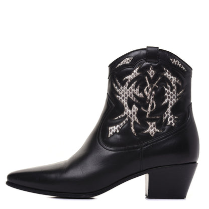 Saint Laurent Calfskin Rock 40 Cowboy Ankle Boots 37 Black 1 of 12