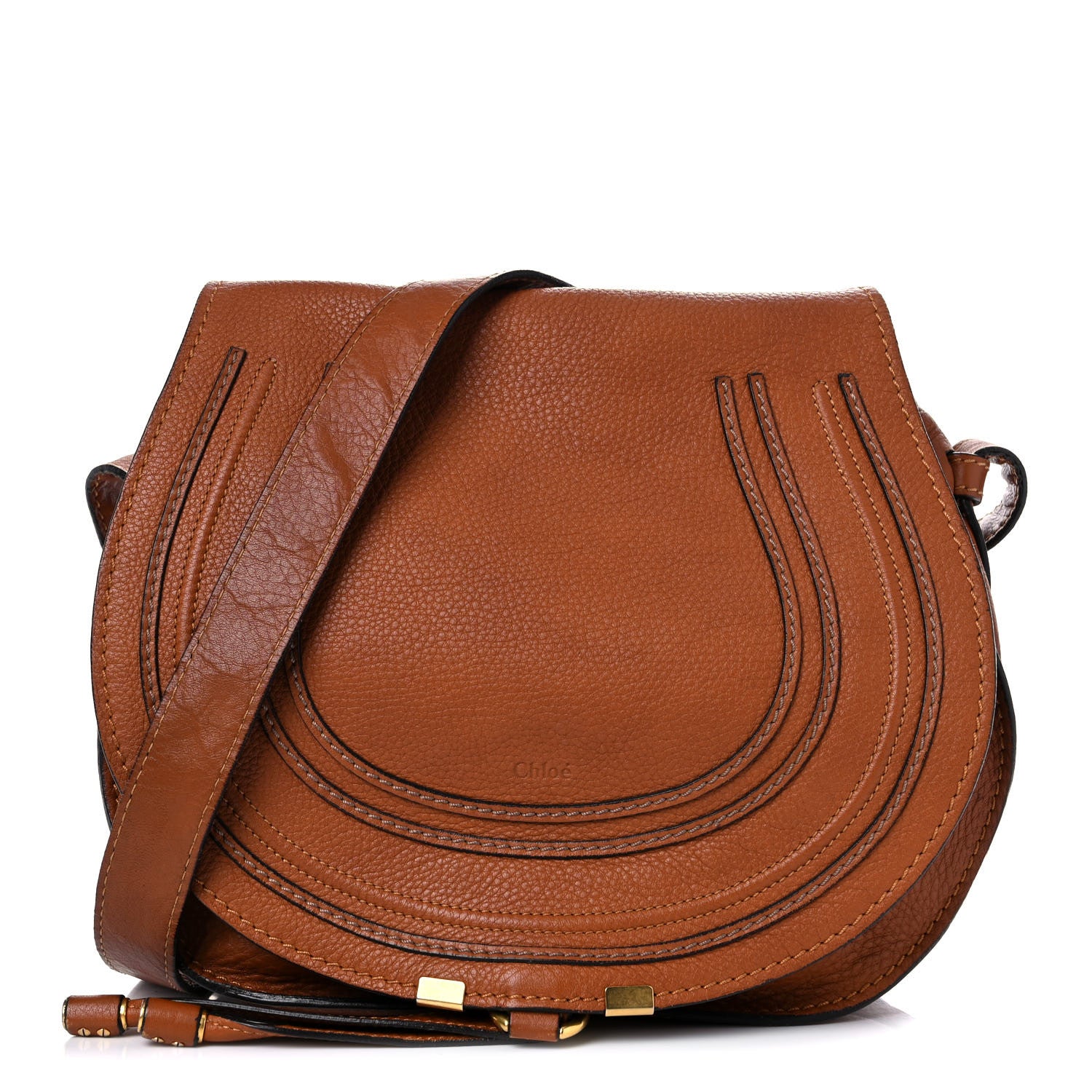 Chloe Calfskin Medium Marcie Round Crossbody Bag Tan 1 of 20