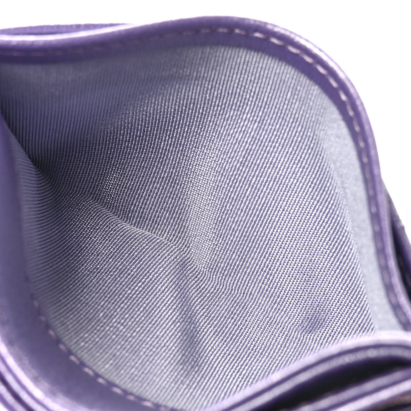Metallic Lambskin Quilted Card Holder Light Purple