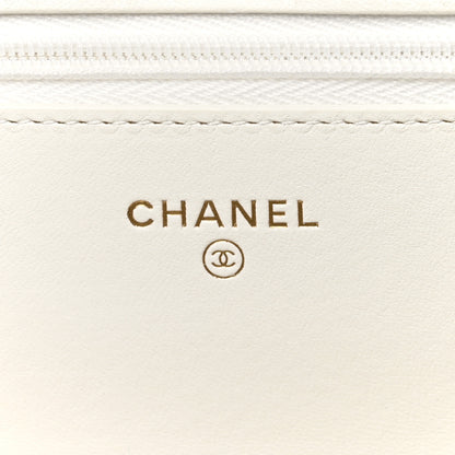 Chanel Lambskin Quilted Pearl Wallet On Chain WOC White 6 of 12
