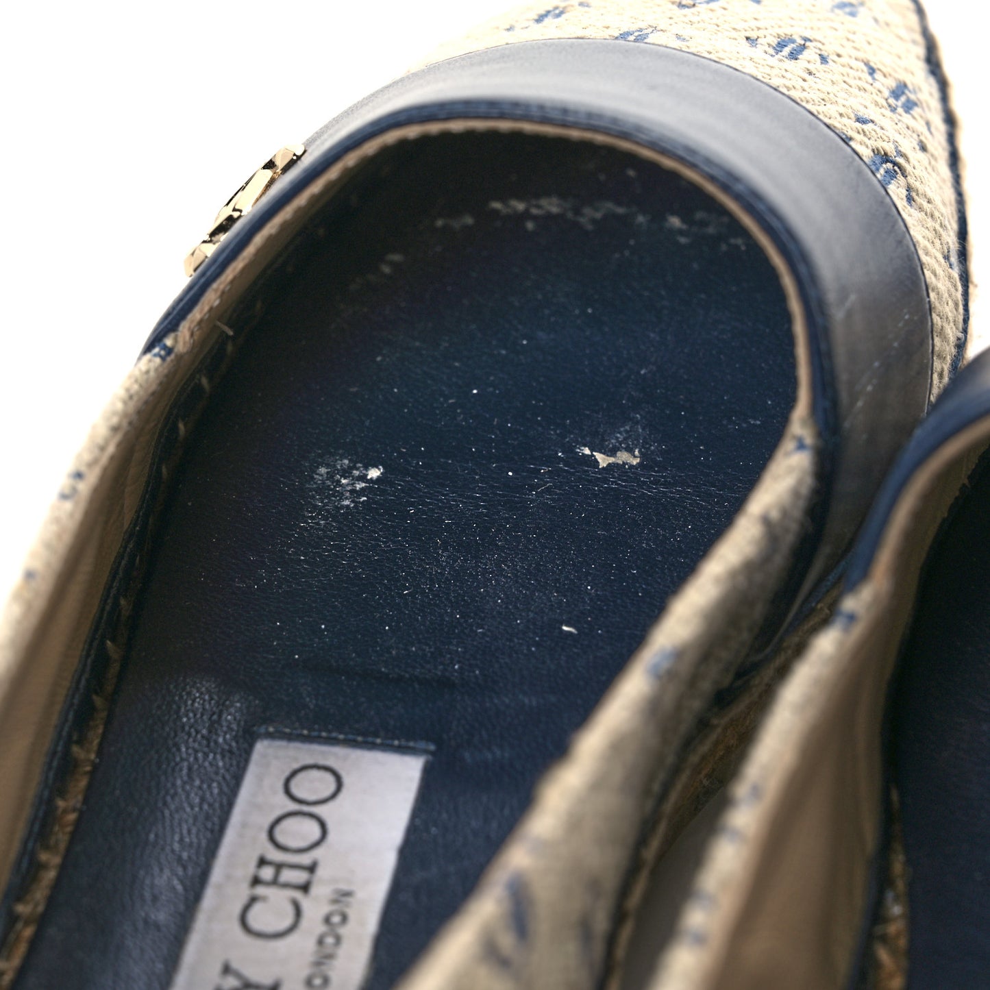 Jacquard Monogram Calfskin Cora Dru Espadrilles 37 Sand Dune Navy