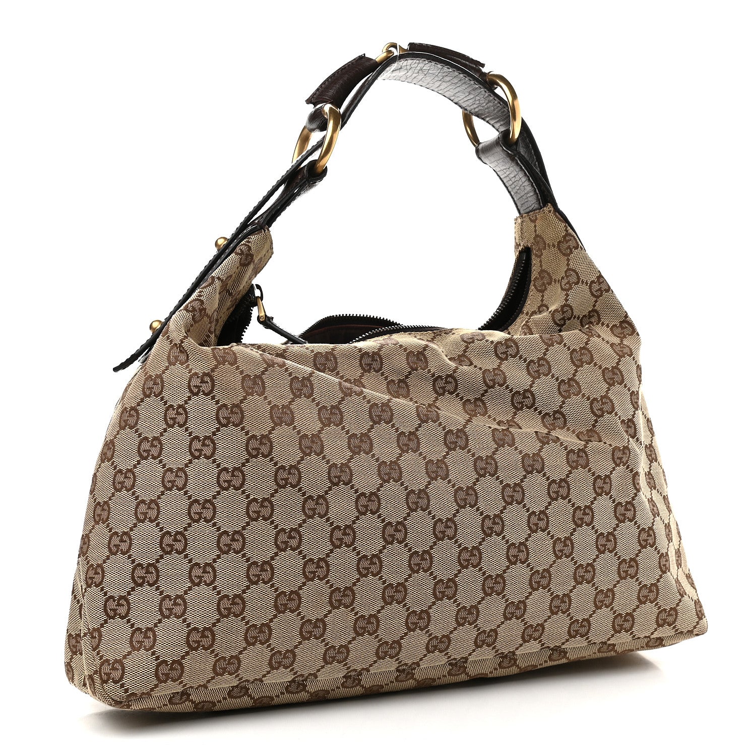 Gucci Monogram Medium Horsebit Chain Hobo Dark Brown 3 of 12