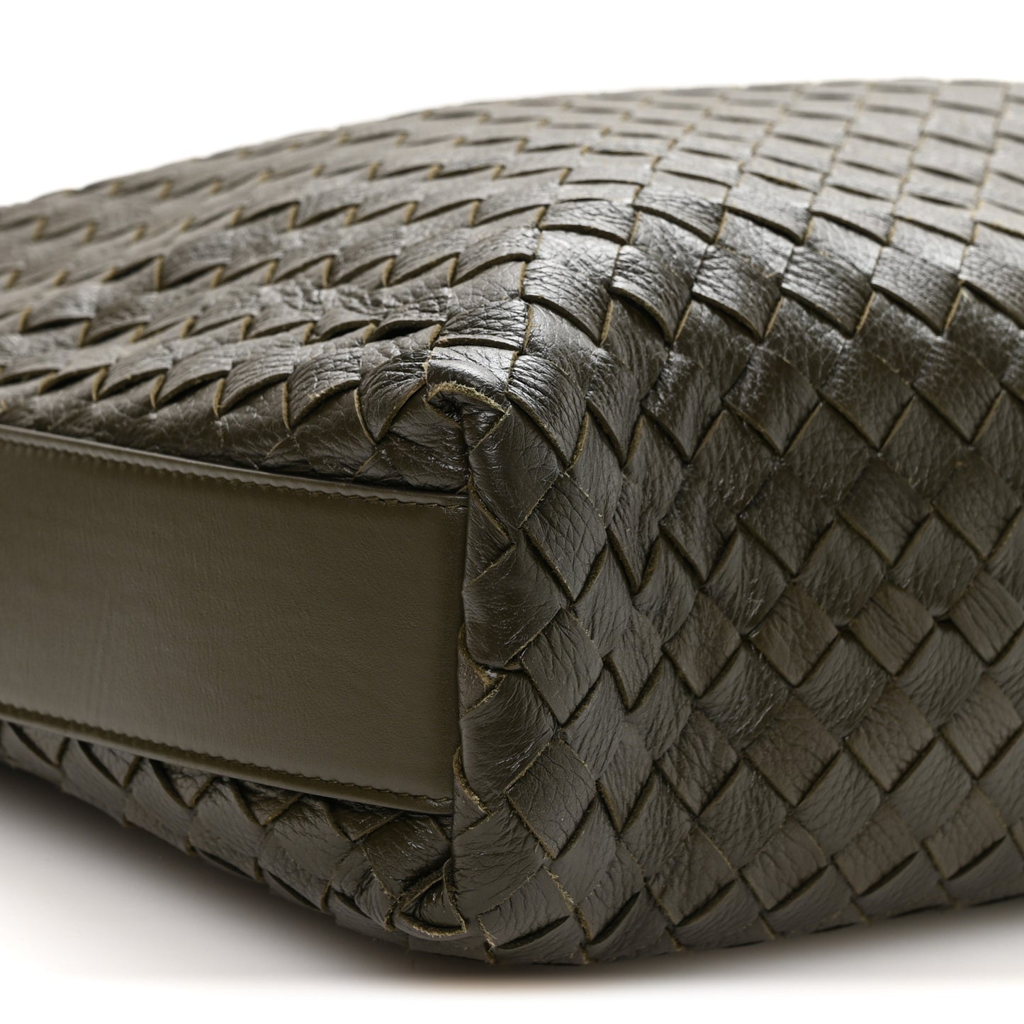 Deerskin Intrecciato Medium Traveler Hobo Kaki