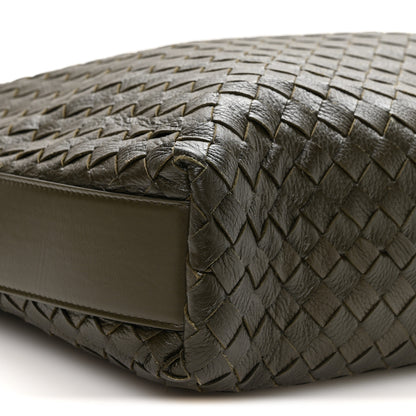 Bottega Veneta Deerskin Intrecciato Medium Traveler Hobo Kaki 8 of 10