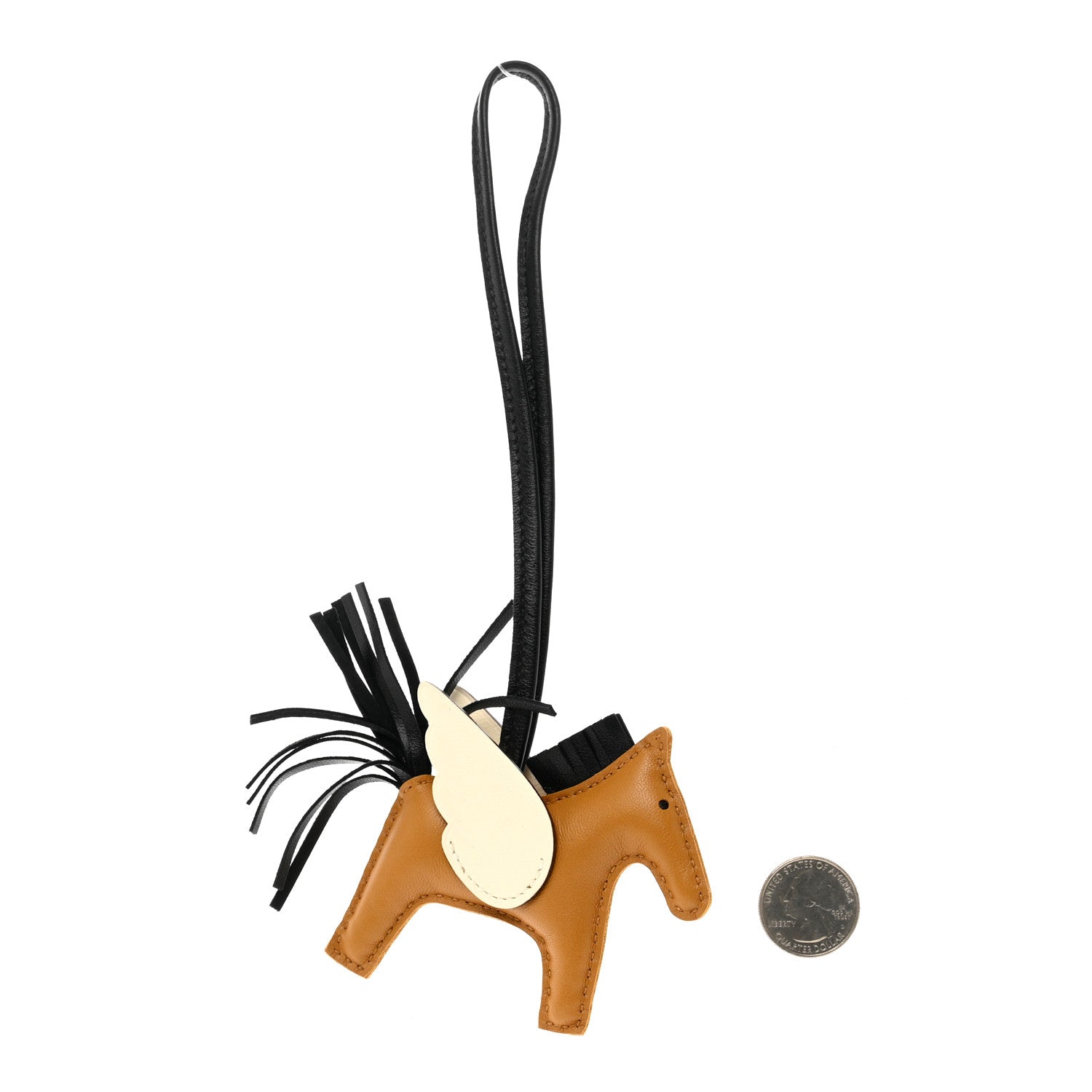 Hermes Milo Lambskin Grigri Rodeo Pegase Horse Bag Charm PM Sesame Black Nata 2 of 4