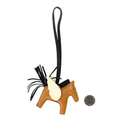 Hermes Milo Lambskin Grigri Rodeo Pegase Horse Bag Charm PM Sesame Black Nata 2 of 4