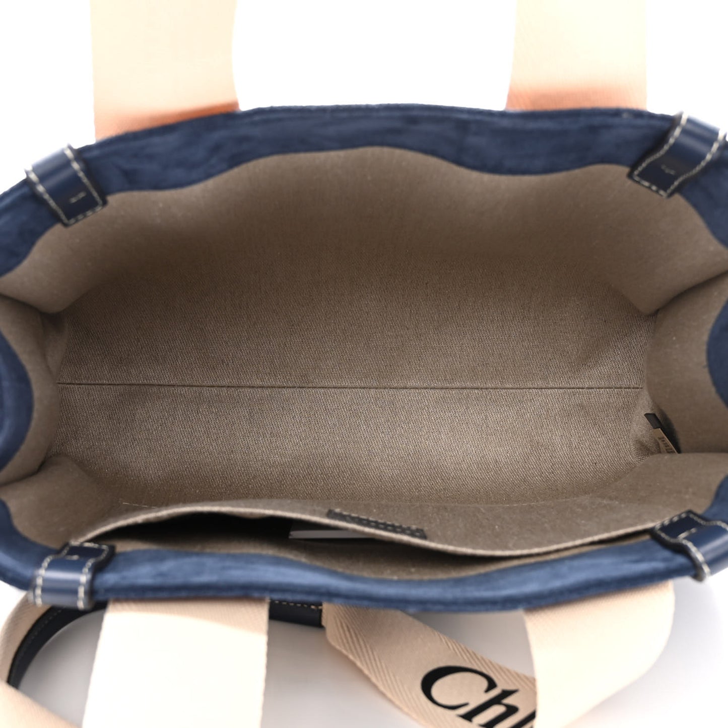 Suede Calfskin Medium Woody Ribbon Tote Navy