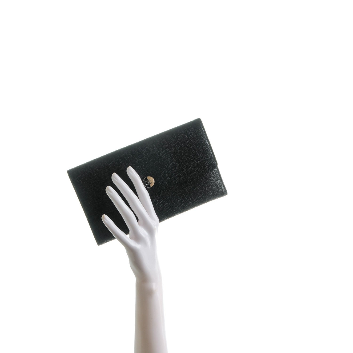 Chanel Caviar Long Flap Wallet Black 2 of 8