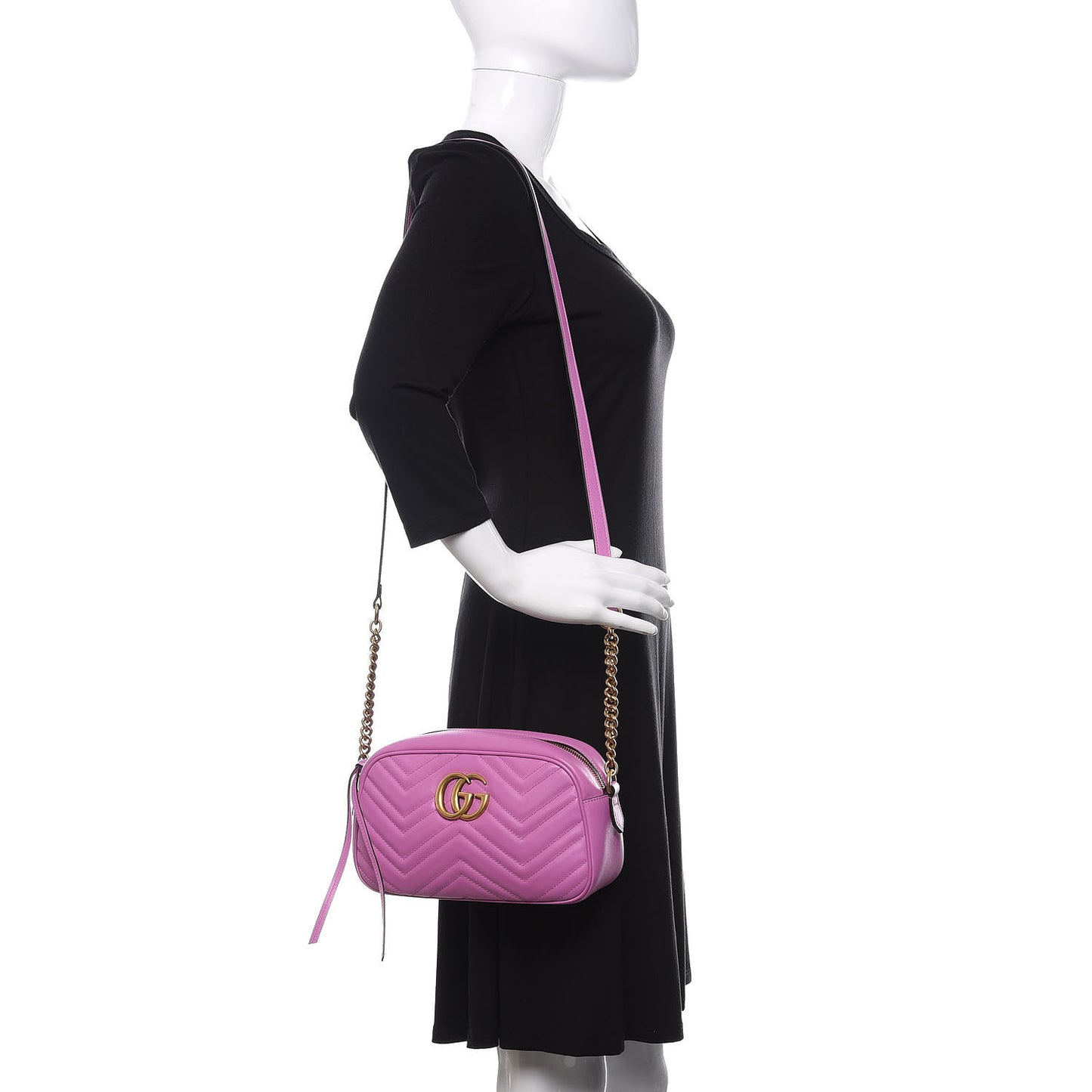 Calfskin Matelasse Small GG Marmont Chain Shoulder Bag Candy Mousse