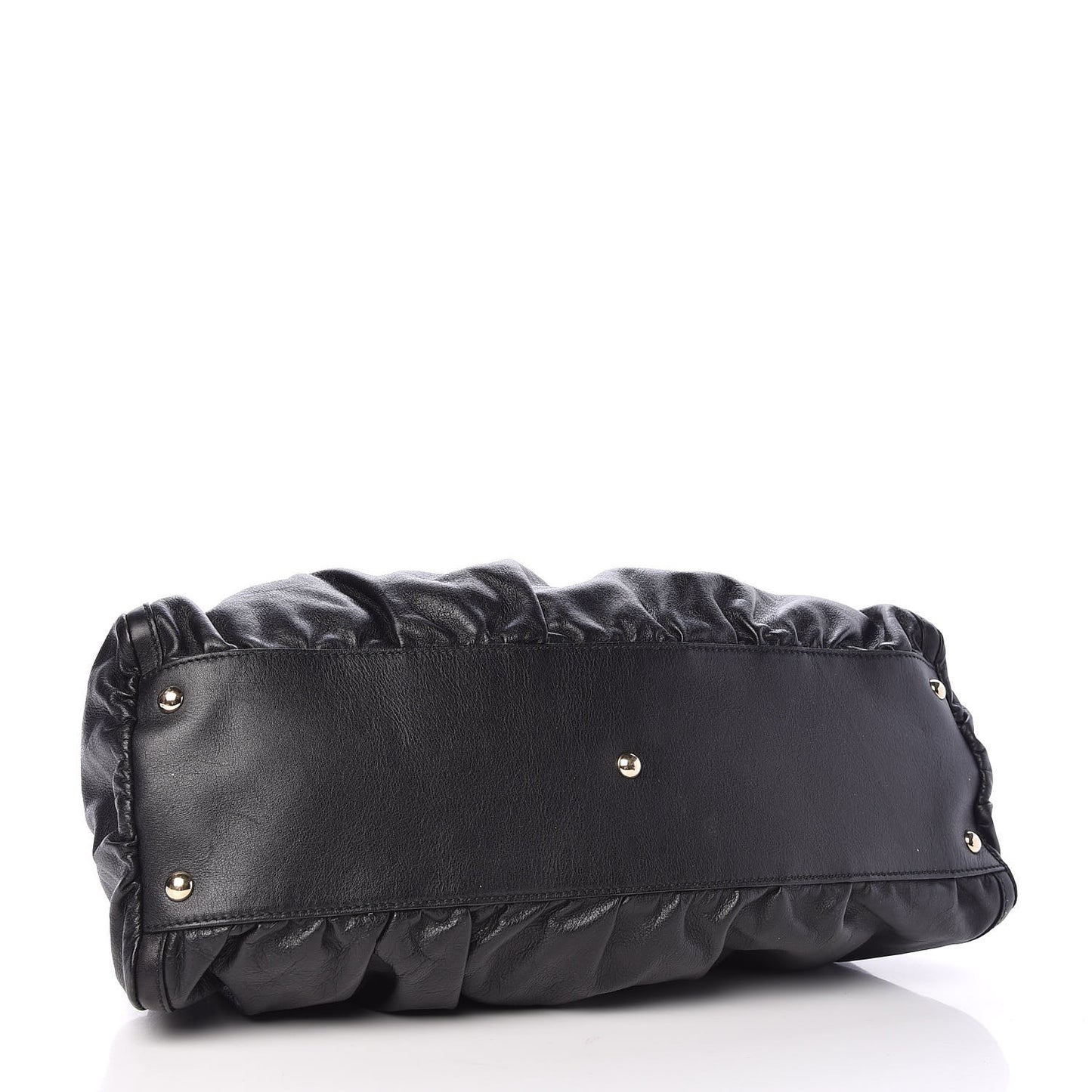 Calfskin Large D Gold Ring Shoulder Bag Black