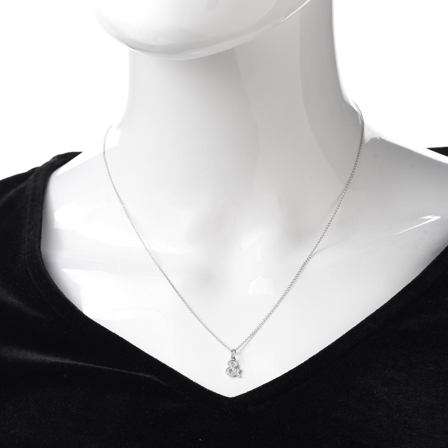 18K White Gold Diamond Medium Ampersand Pendant Necklace