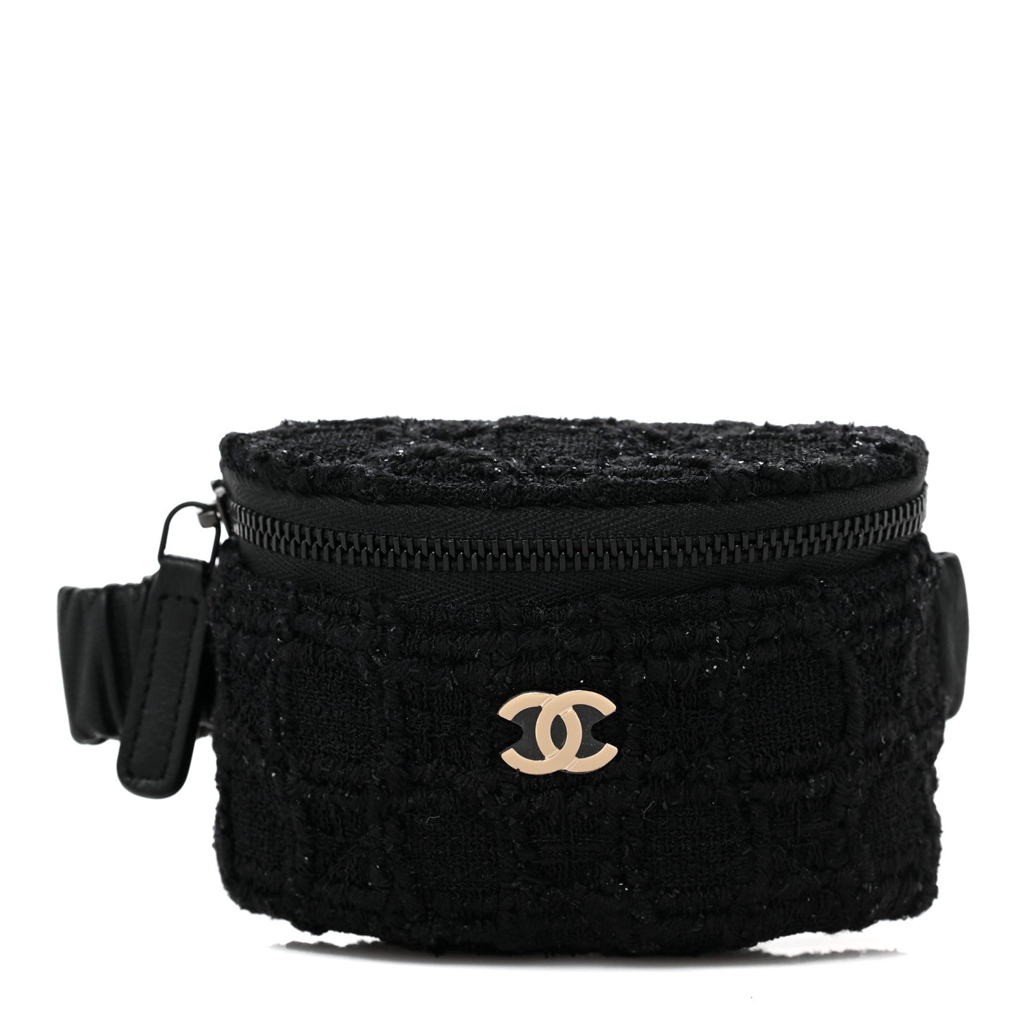 Chanel Tweed Lambskin Quilted Arm Coin Purse Black 1 of 9