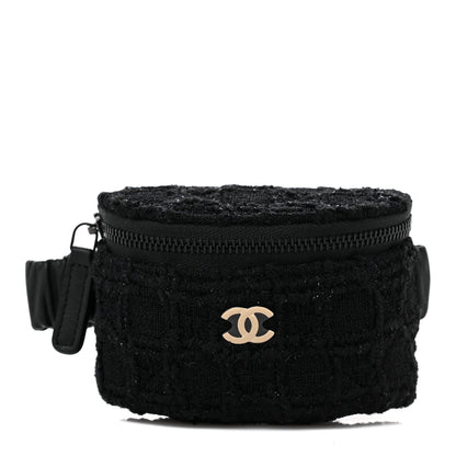 Chanel Tweed Lambskin Quilted Arm Coin Purse Black 1 of 9